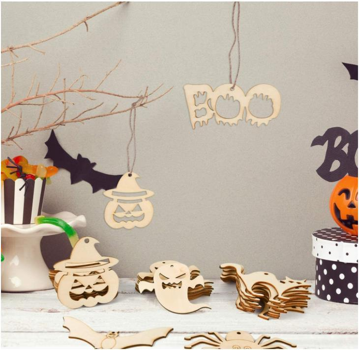 Halloween Wooden DIY Painting Blank Wooden Chips