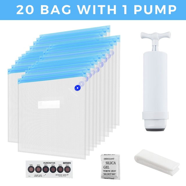 Vacuum filament storage bag with suction Pump