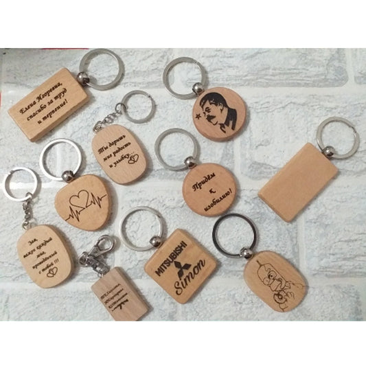 Wooden ID Tags Blank Rectangle Wooden Key Chain Diy