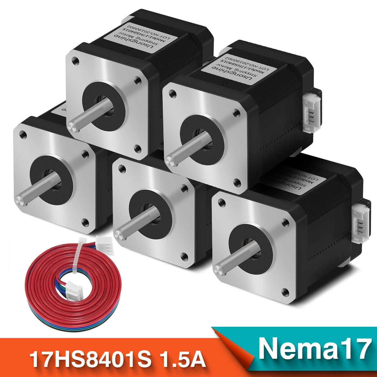 5pcs Nema 17 4-lead Stepper Motor 42 Motor 17HS8401S 1.5A CE ROSH ISO CNC Laser and 3D printer motor
