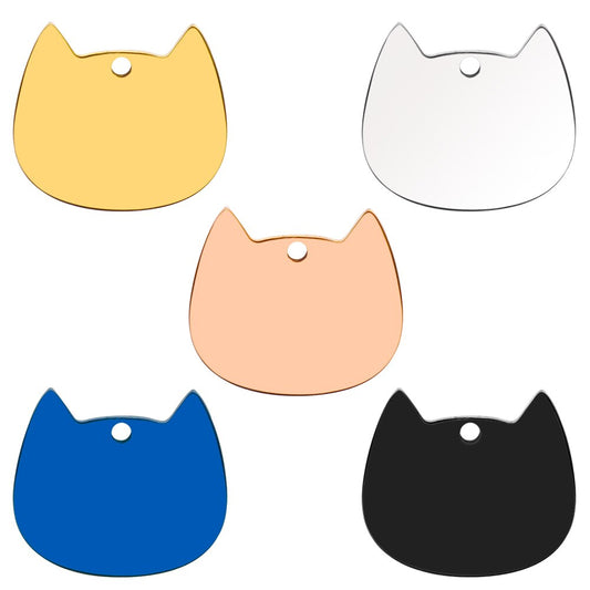 20Pcs Stainless steel Cat Face Id Tags